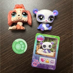 Littlest Pet Shop Gen 7 #7 Purple Panda and #38 Lhasa Apso Dog